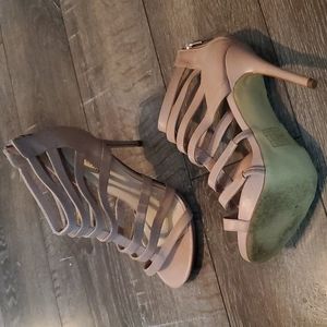 Shoemint Nude Strappy Ope-Toed Heel Size 8